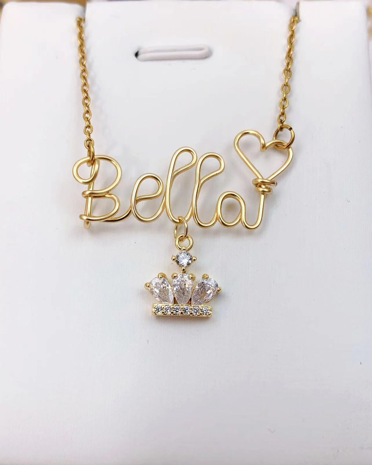 Handmade Custom Name Necklace with Heart